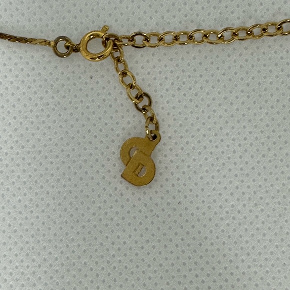 SOLD DIOR RARE VINTAGE GOLD RHINESTONE MINI CD LOGO CHARM ADJUSTABLE NECKLACE - Picture 15 of 15
